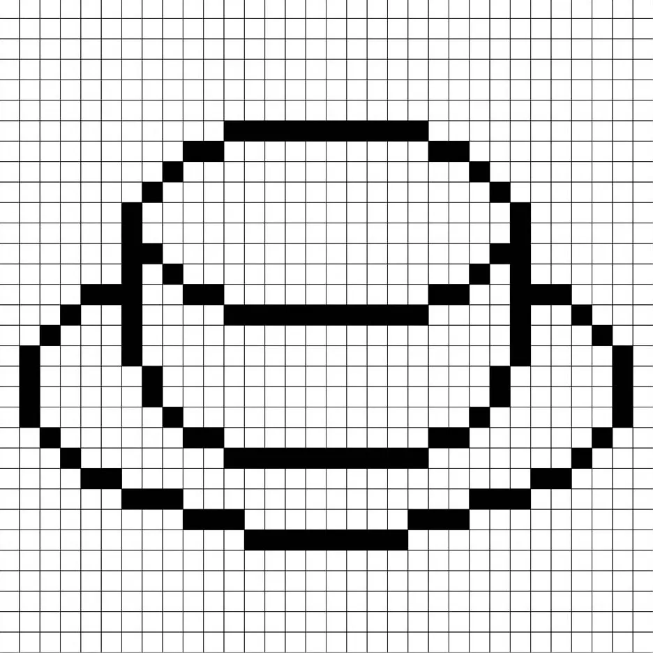 Un contorno de la sopa en pixel art, similar a una hoja de cálculo