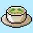 Cute Pixel Art soup on Blue Background