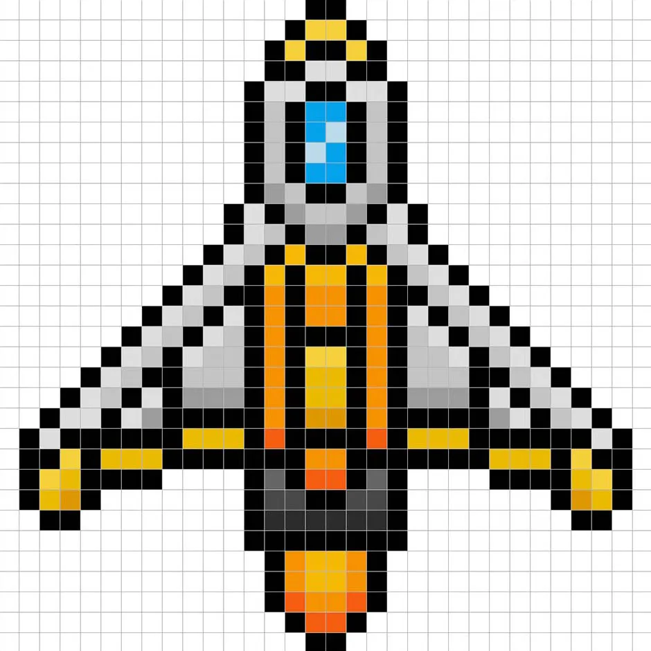 Adding highlights to the 8 bit pixel spaceship