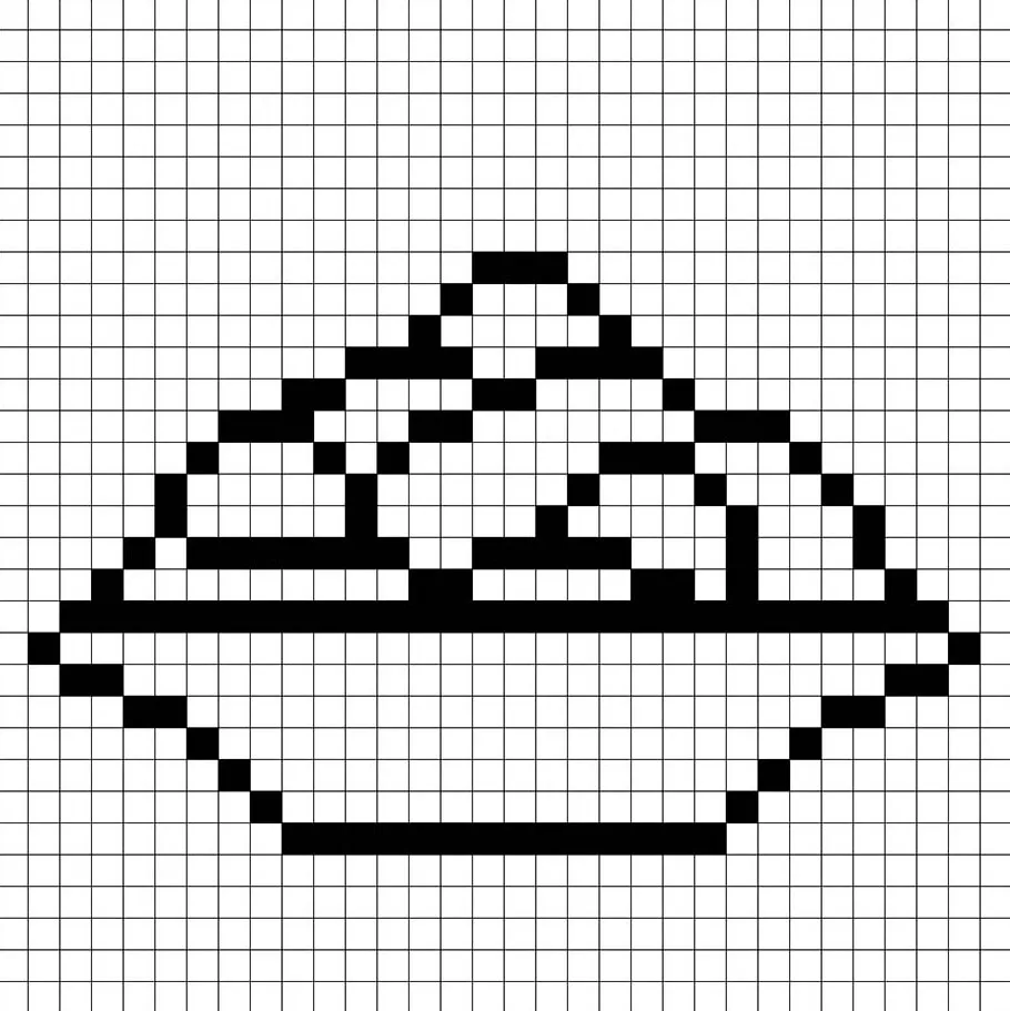 An outline of the pixel art spaghetti grid similar to a spreadsheet