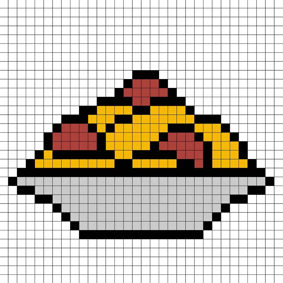 Simple pixel art spaghetti with solid colors