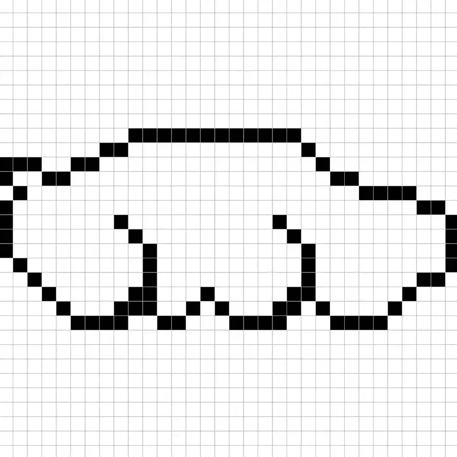 Un contour de la grille de Voiture de sport en pixel art similaire à un tableau