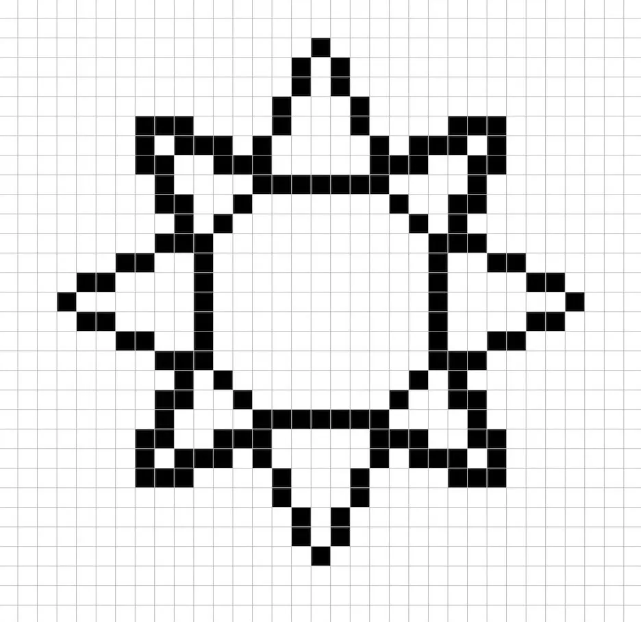 Un contour de la grille de Soleil en pixel art similaire à un tableau