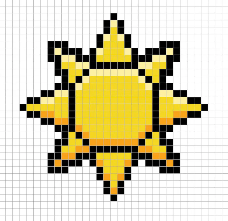 Ajouter des reflets à le Soleil en pixel art 8 bits