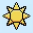 Cute Pixel Art sun on Blue Background