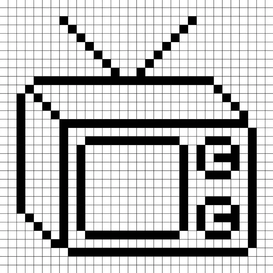 Un contorno de la televisión en pixel art similar a una hoja de cálculo