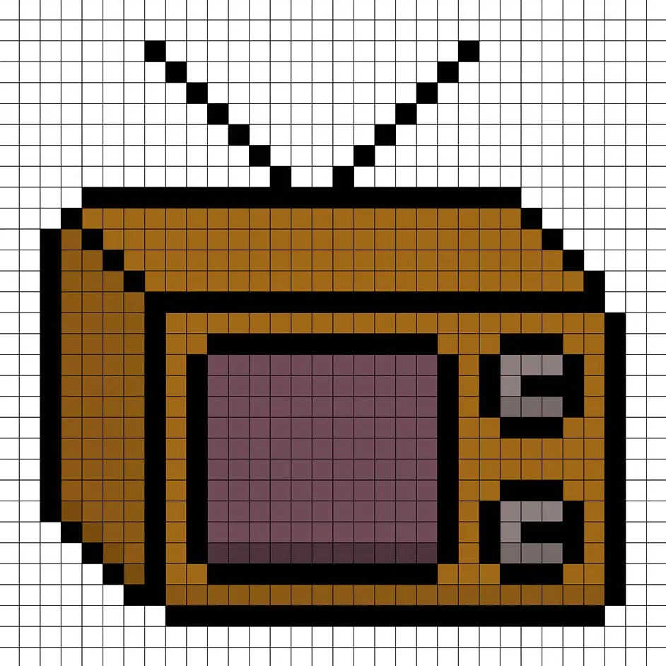 Televisión en pixel art de 32x32 píxeles con sombras para dar profundidad a la televisión