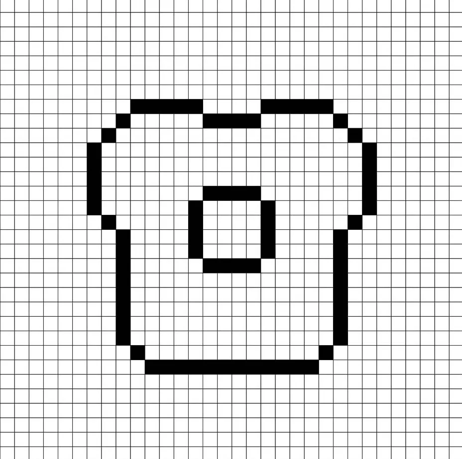 An outline of the pixel art toast grid similar to a spreadsheet