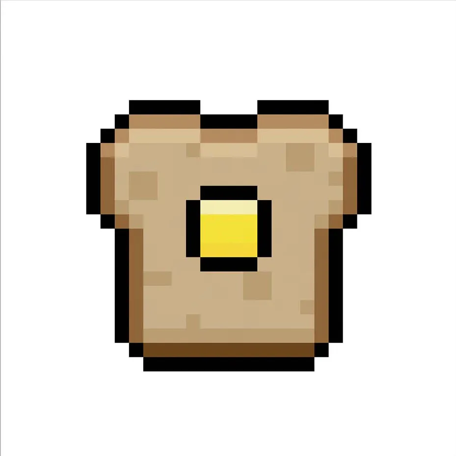 Kawaii pixel art toast on a transparent background