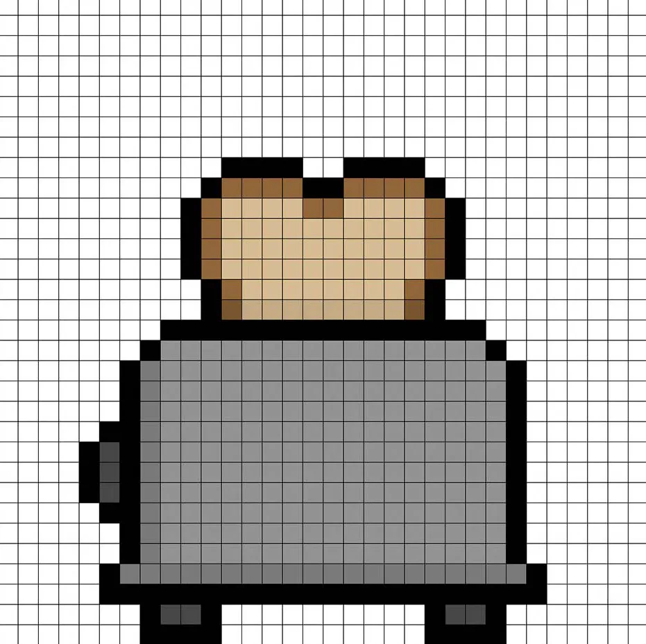 32x32 Pixel art toaster with shadows to give depth to the toaster