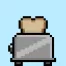 Cute Pixel Art toaster on Blue Background