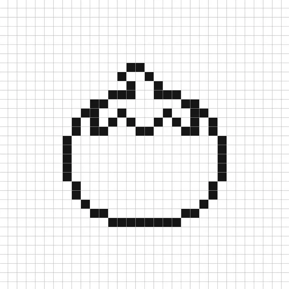 Un contorno de la cuadrícula del tomate en pixel art similar a una hoja de cálculo