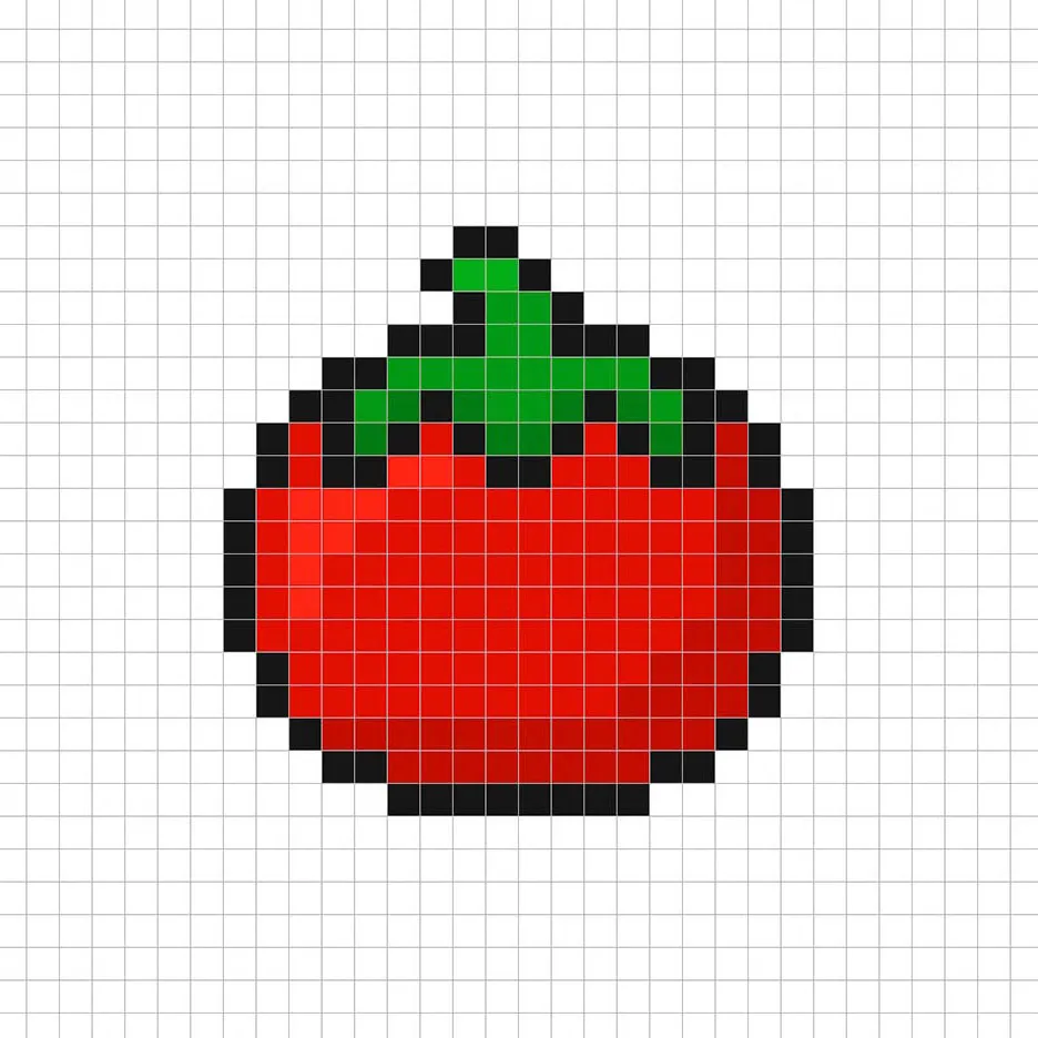 Añadiendo reflejos al tomate en pixel art de 8 bits