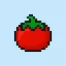 Cute Pixel Art tomato on Blue Background