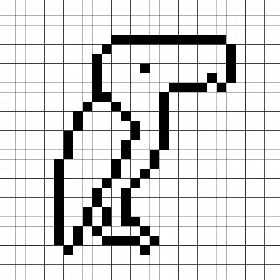 Un contorno del tucán en pixel art similar a una hoja de cálculo