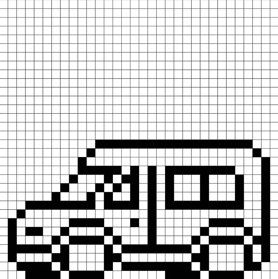 Contorno de la cuadrícula de la furgoneta en pixel art similar a una hoja de cálculo