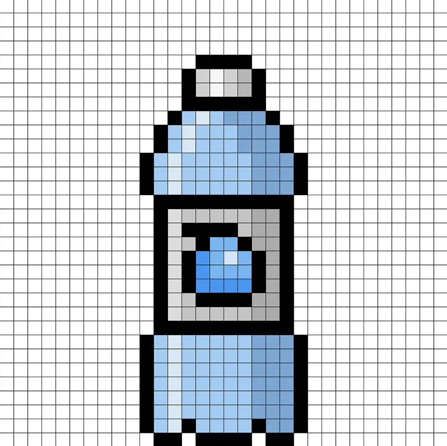 Adding highlights to the 8 bit pixel water bottle