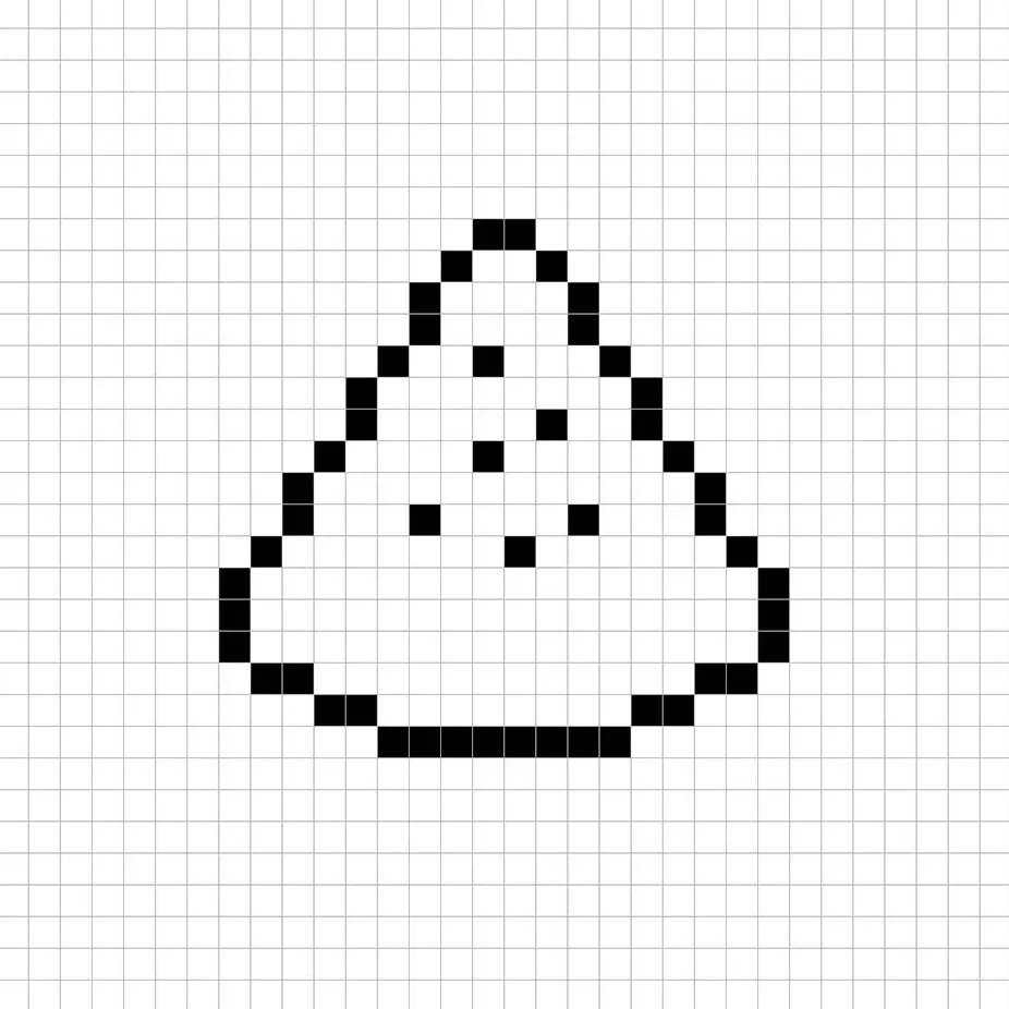 Un contorno de la sandía en pixel art similar a una hoja de cálculo