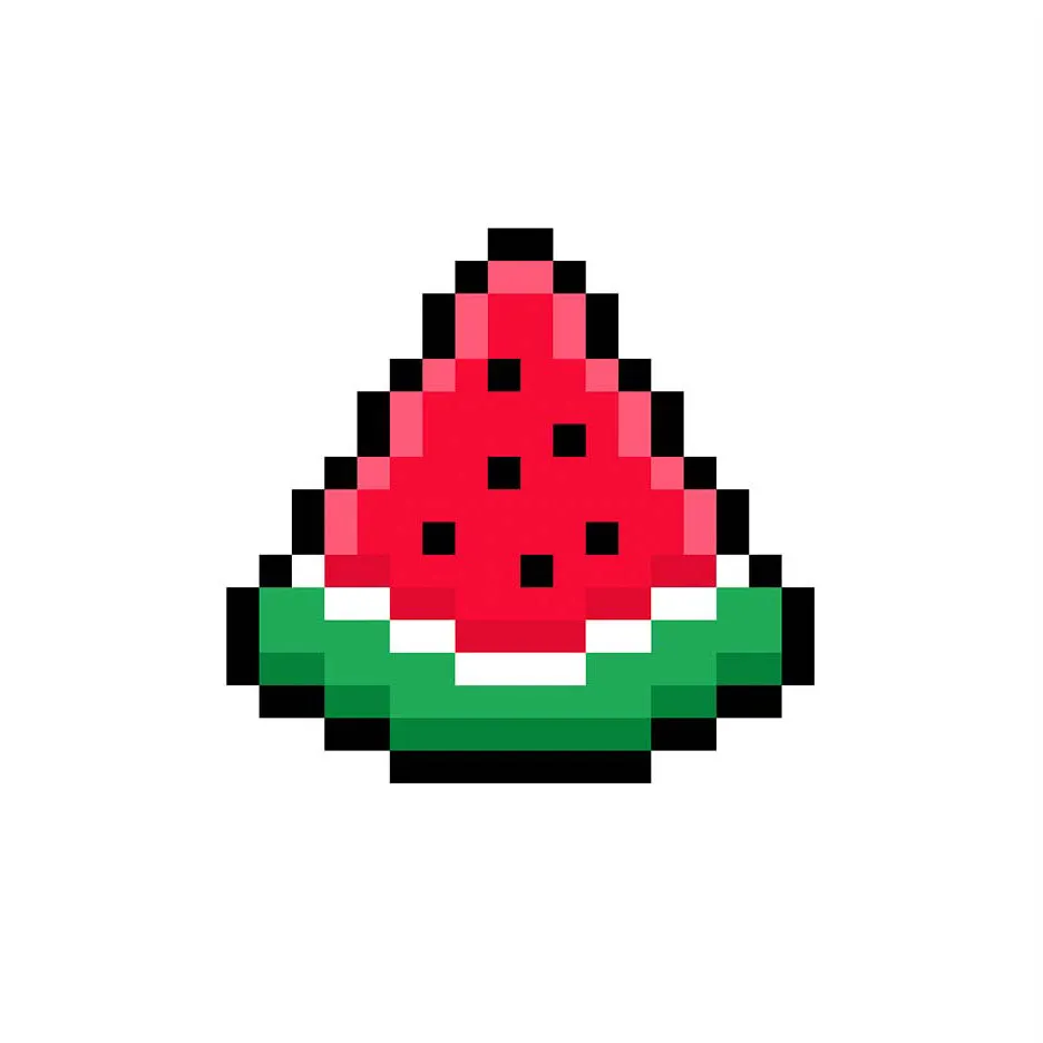 Kawaii Pixel-Art-Wassermelone auf transparentem Hintergrund