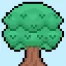 Cute pixel art tree on a light blue background