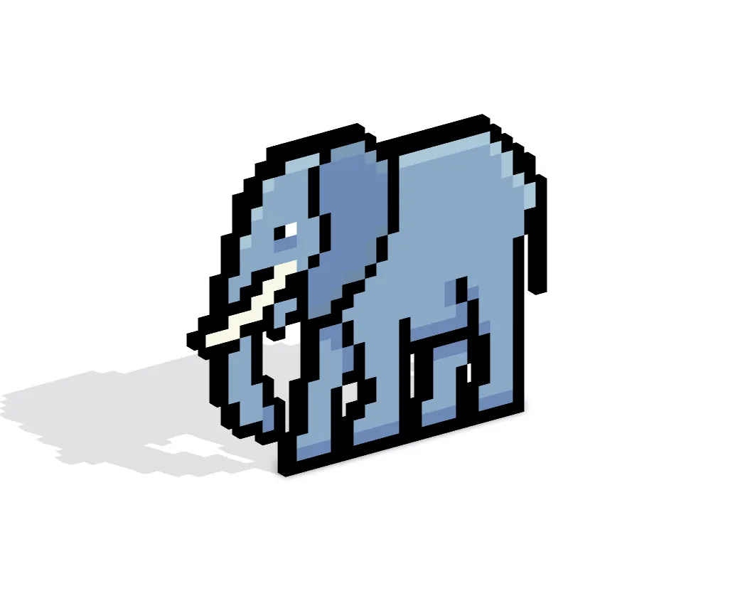 3D Pixel Art African Elephant