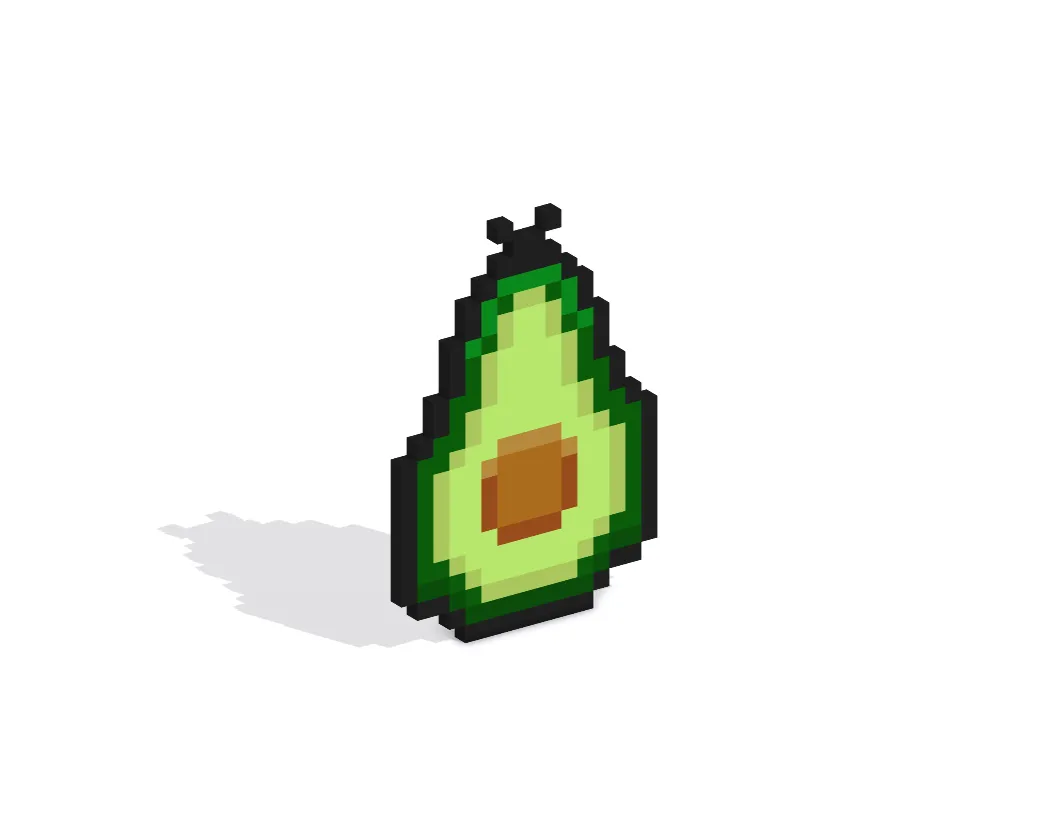 3D Pixel Art Avocado