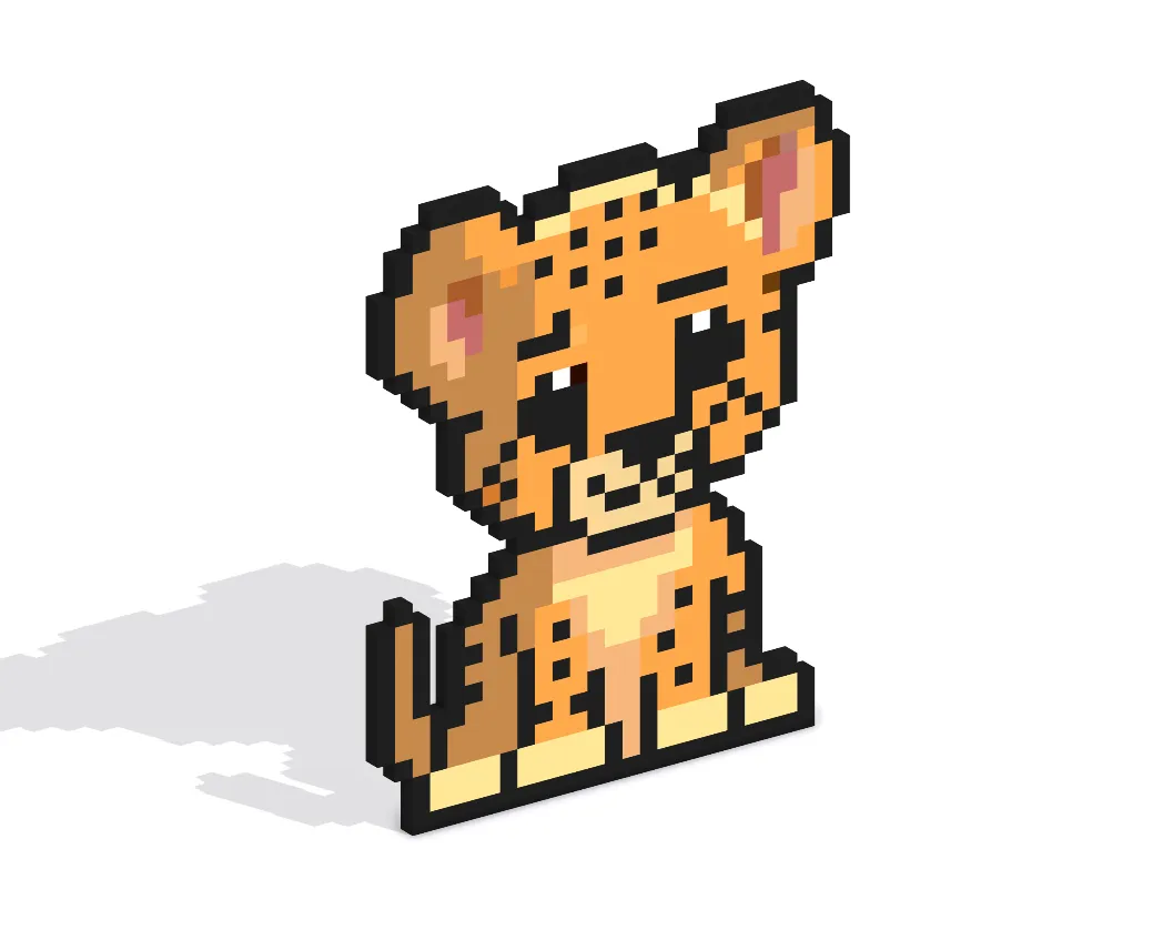 Guepardo bebé en Pixel Art 3D