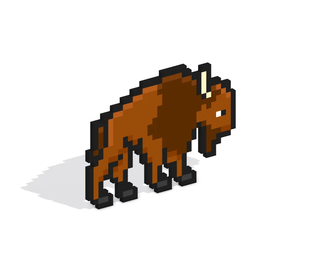 3D Pixel Art Buffalo