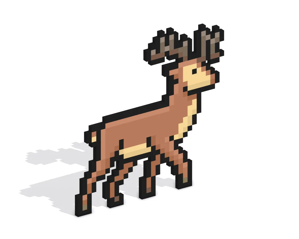 3D Pixel Art Deer