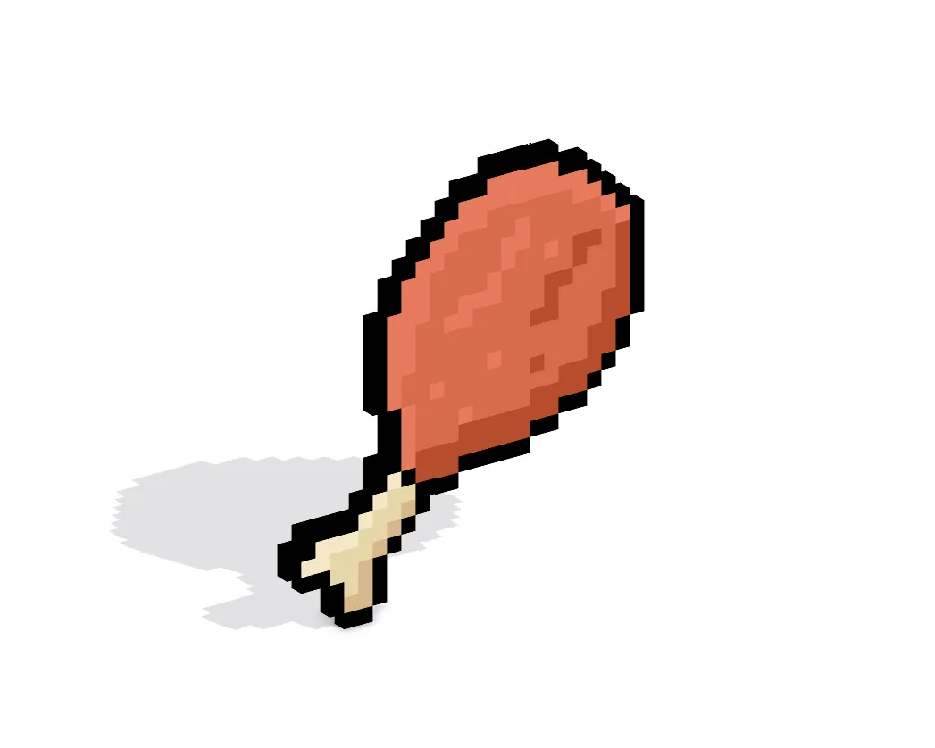 Pollo frito en Pixel Art 3D