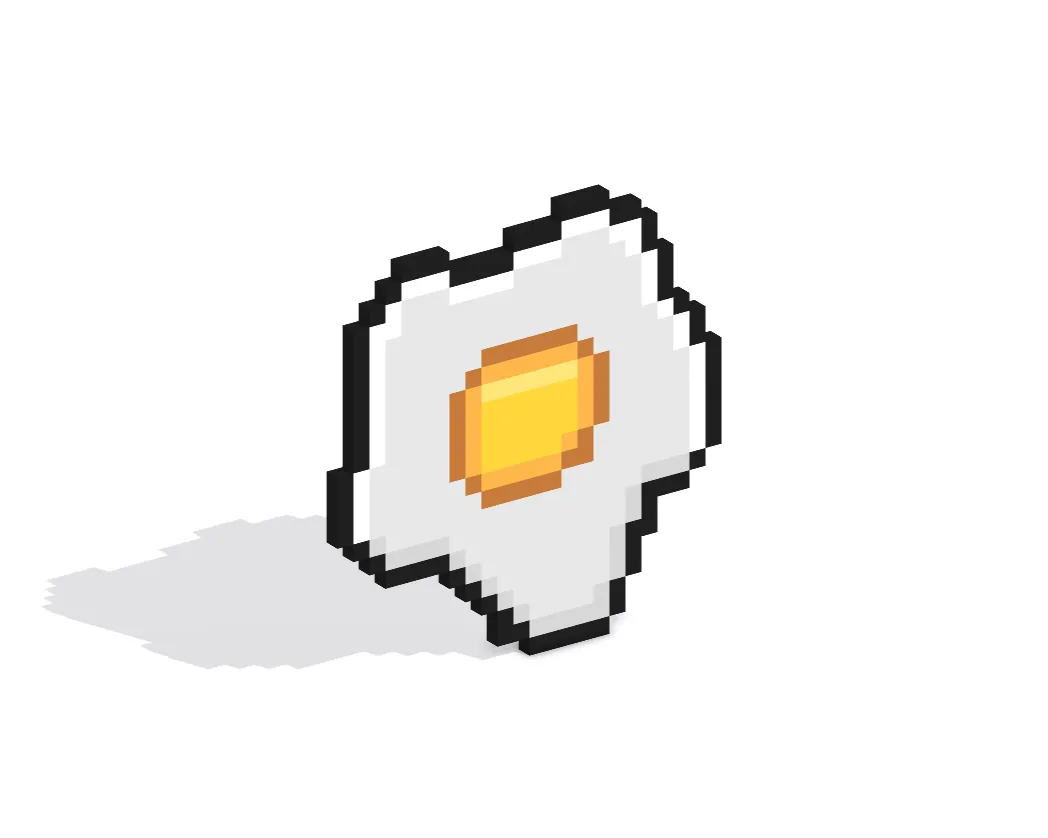 3D Pixel Art Fried Egg