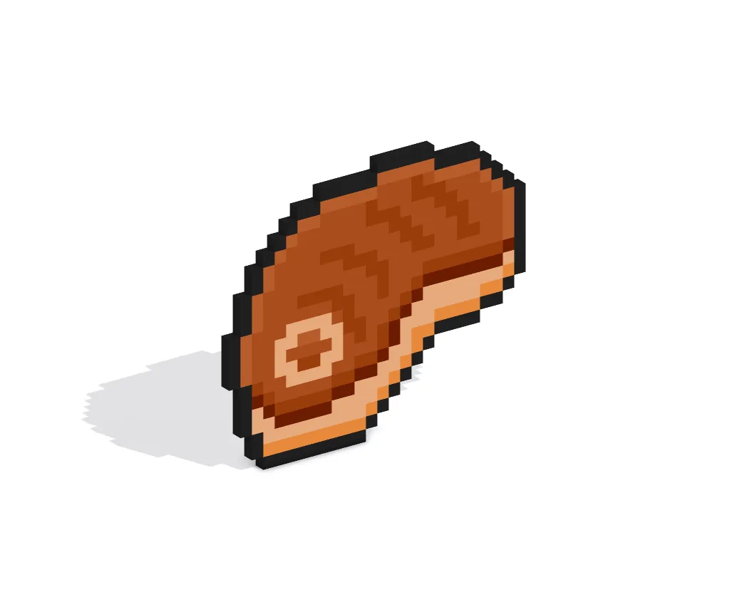 Bistec en Pixel Art 3D