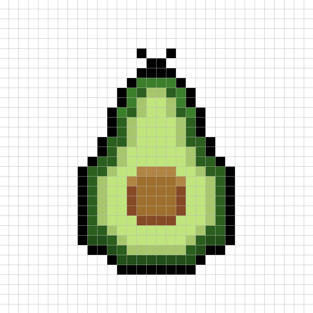 Adding highlights to the 8 bit pixel avocado