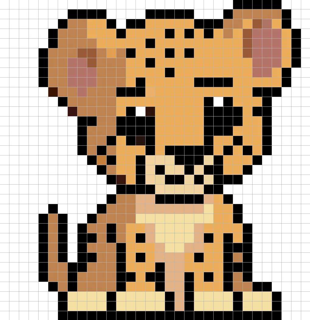 Une version ombragée du bébé guépard en pixel art