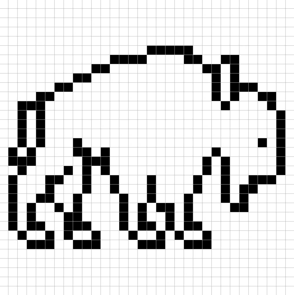 An outline of the pixel art buffalo grid similar to a spreadsheet