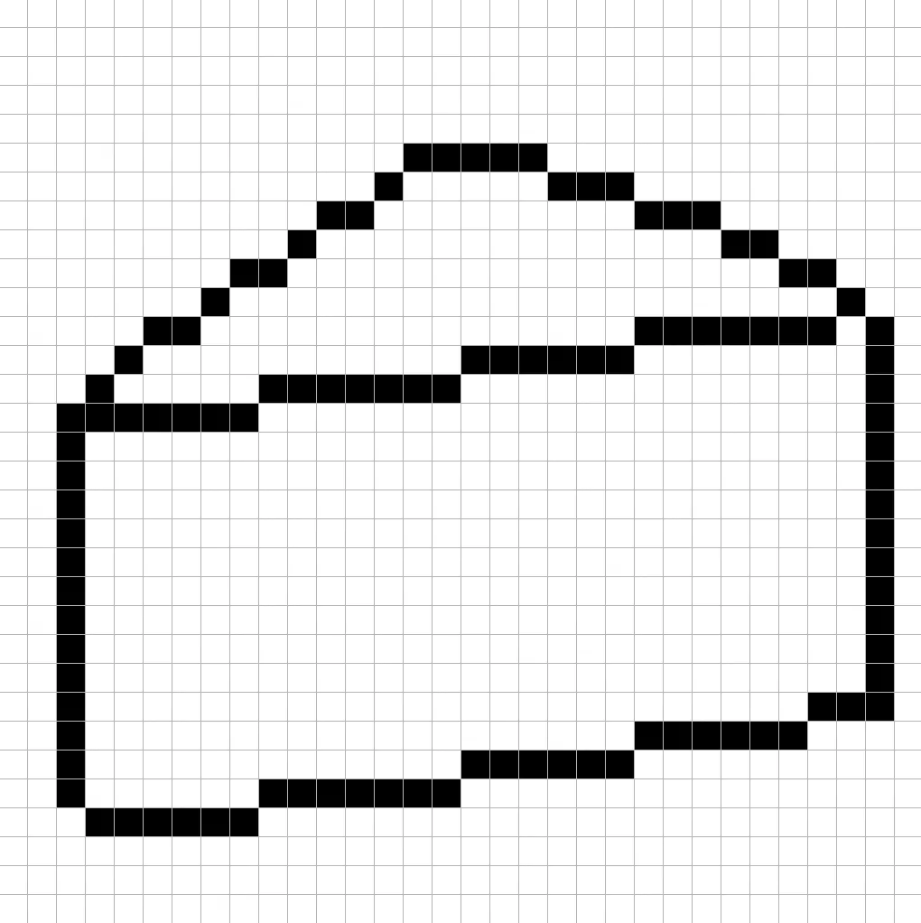 Un contour de fromage en pixel art similaire à une grille