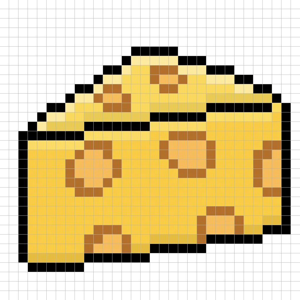 Ajout de points lumineux au fromage en pixel art 8 bits