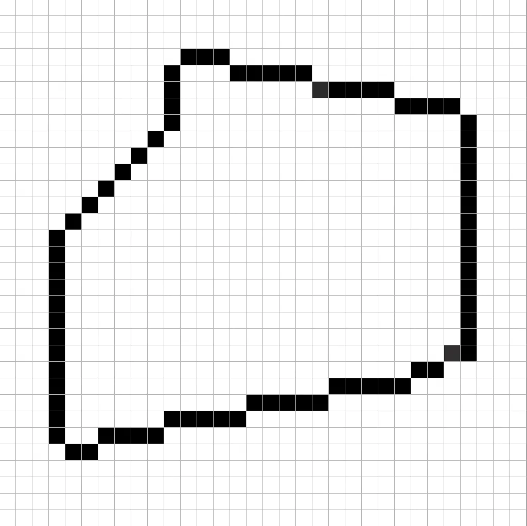 Une esquisse de la grille du cheesecake en pixel art similaire à une feuille de calcul