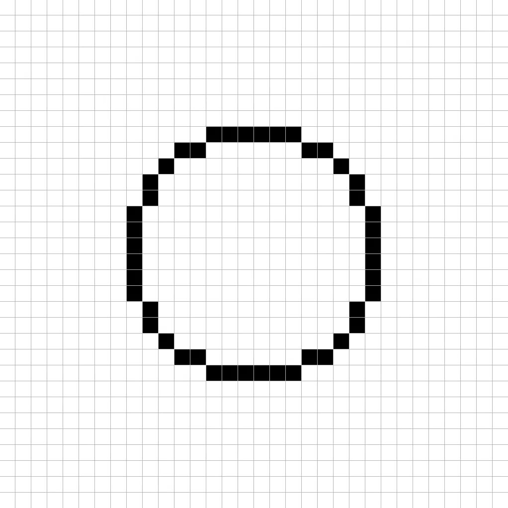 An outline of the pixel art coconut grid similar to a spreadsheet