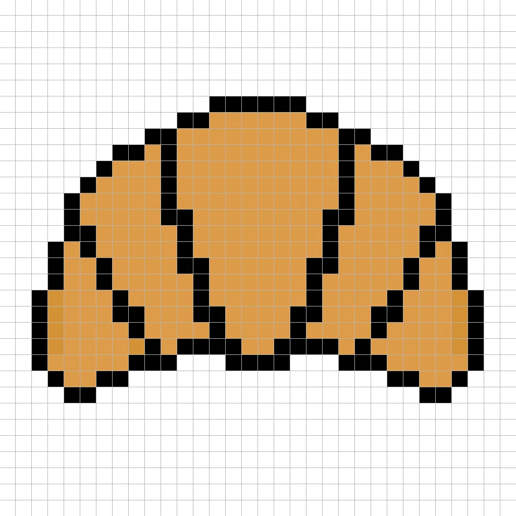 Croissant en pixel art simple avec des couleurs unies