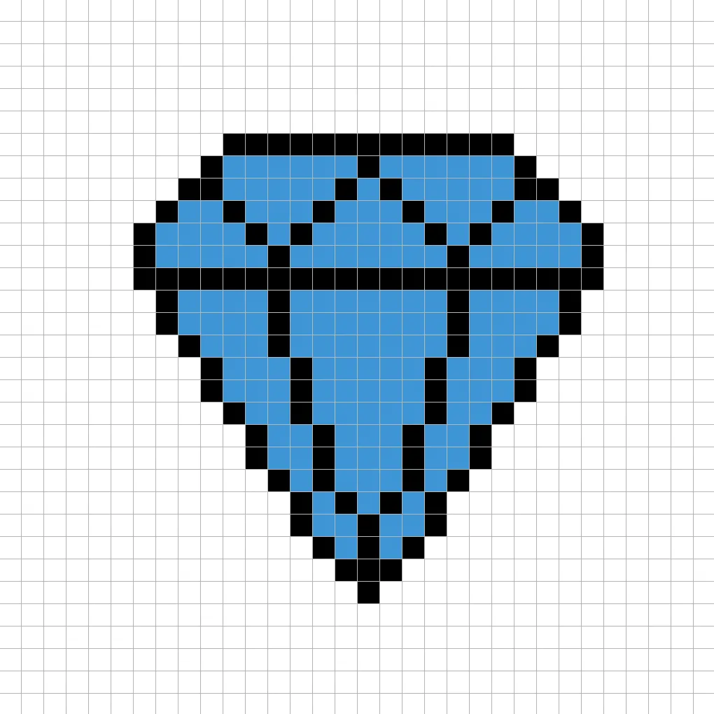 Simple pixel art diamond with solid colors