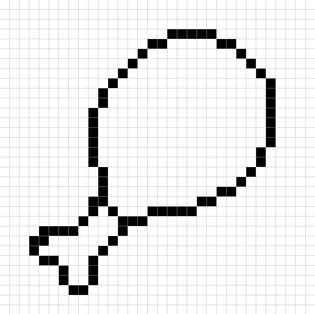 Un contorno del pollo frito en pixel art similar a una hoja de cálculo