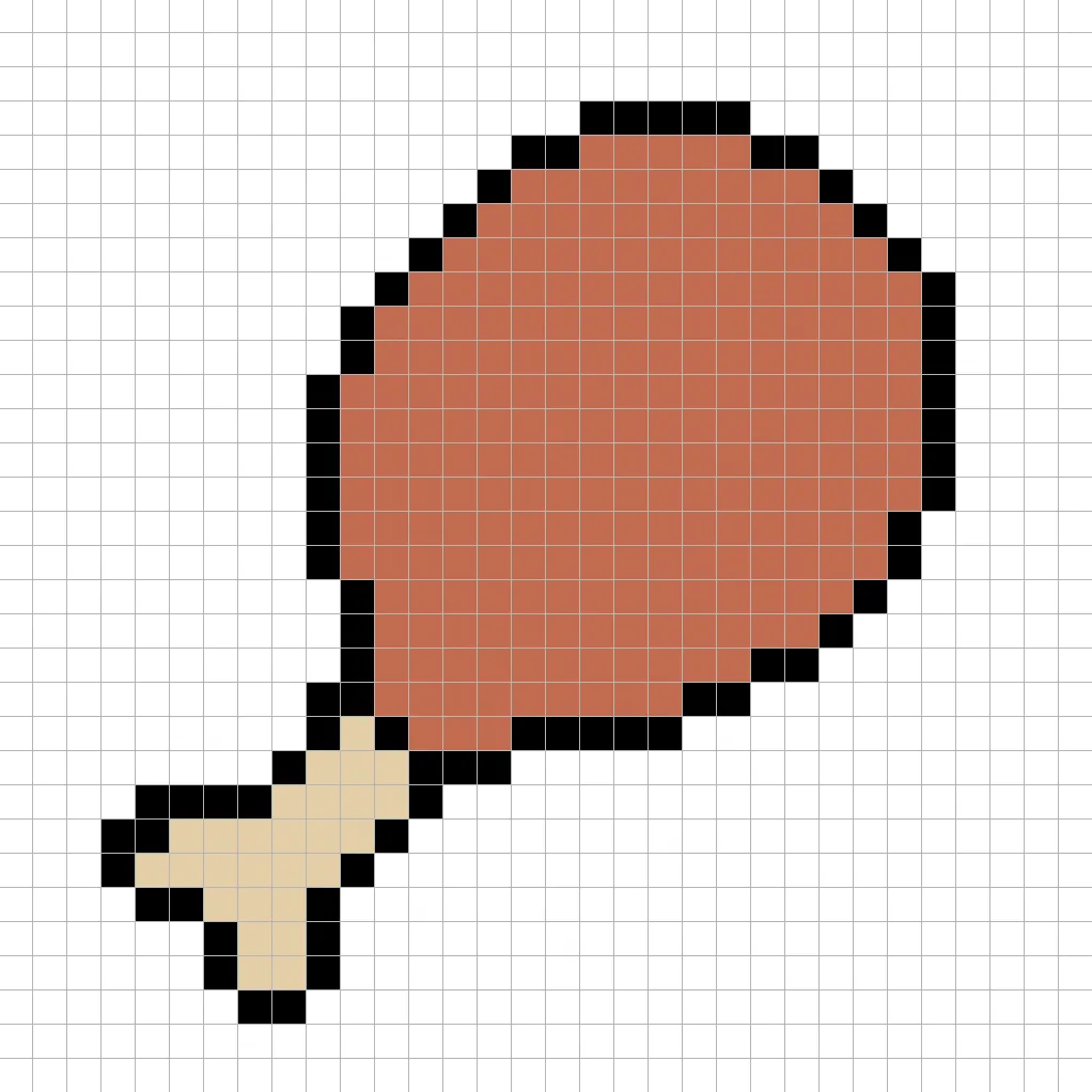 Pollo frito en pixel art simple con colores sólidos