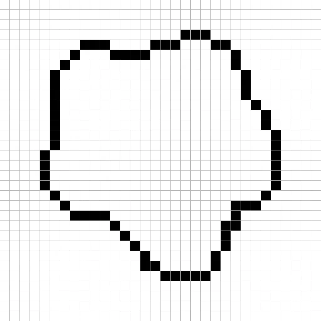 An outline of the pixel art fried egg grid similar to a spreadsheet