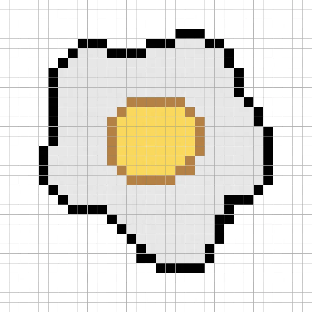 Simple pixel art fried egg with solid colors