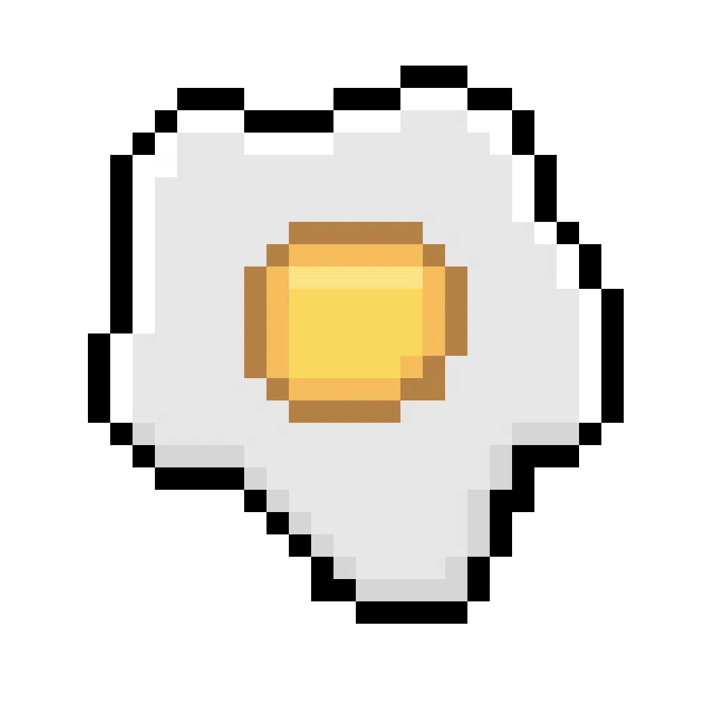 Kawaii pixel art fried egg on a transparent background