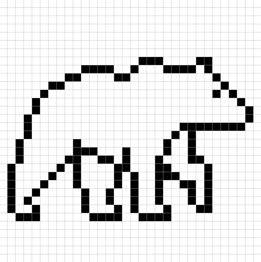 An outline of the pixel art grizzly bear grid similar to a spreadsheet