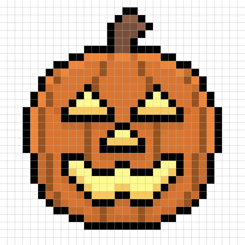 Adding highlights to the 8 bit pixel jack o'lantern