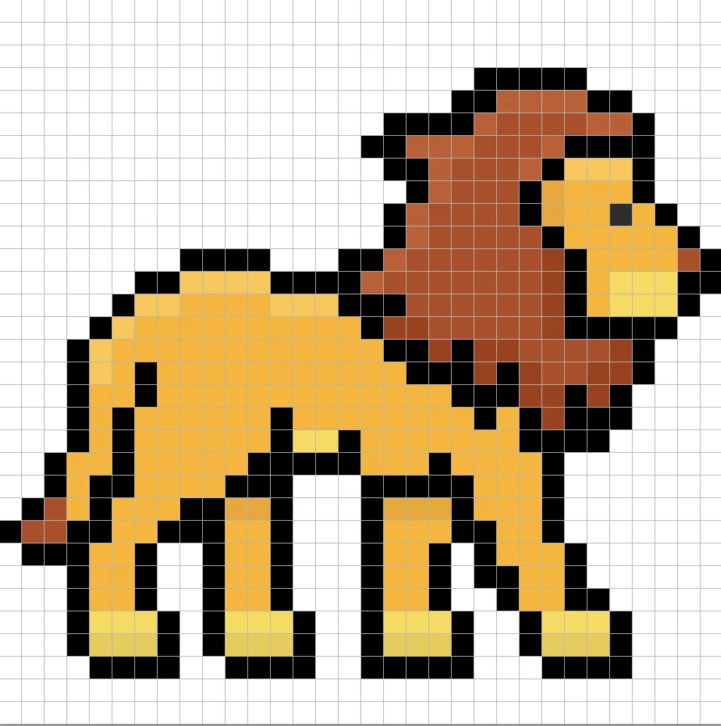 Adding highlights to the 8 bit pixel lion