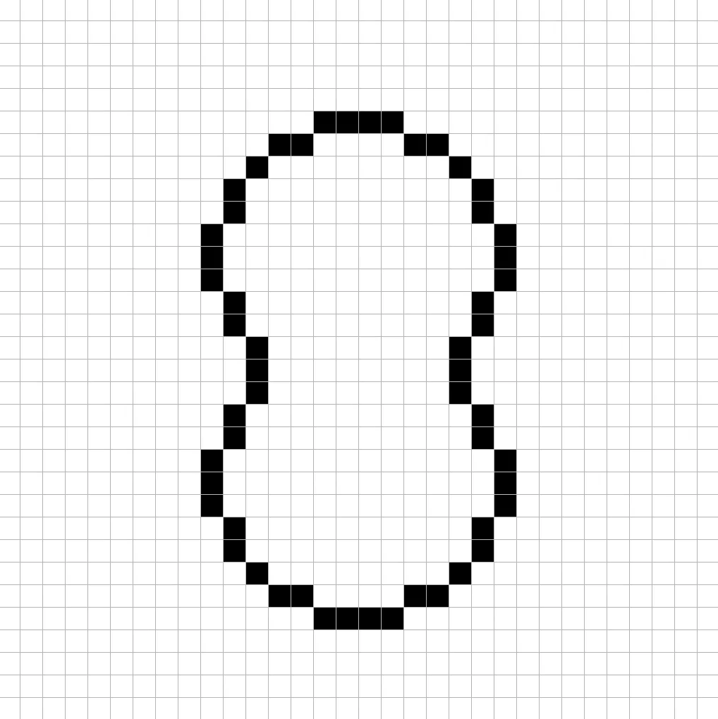 An outline of the pixel art peanut grid similar to a spreadsheet